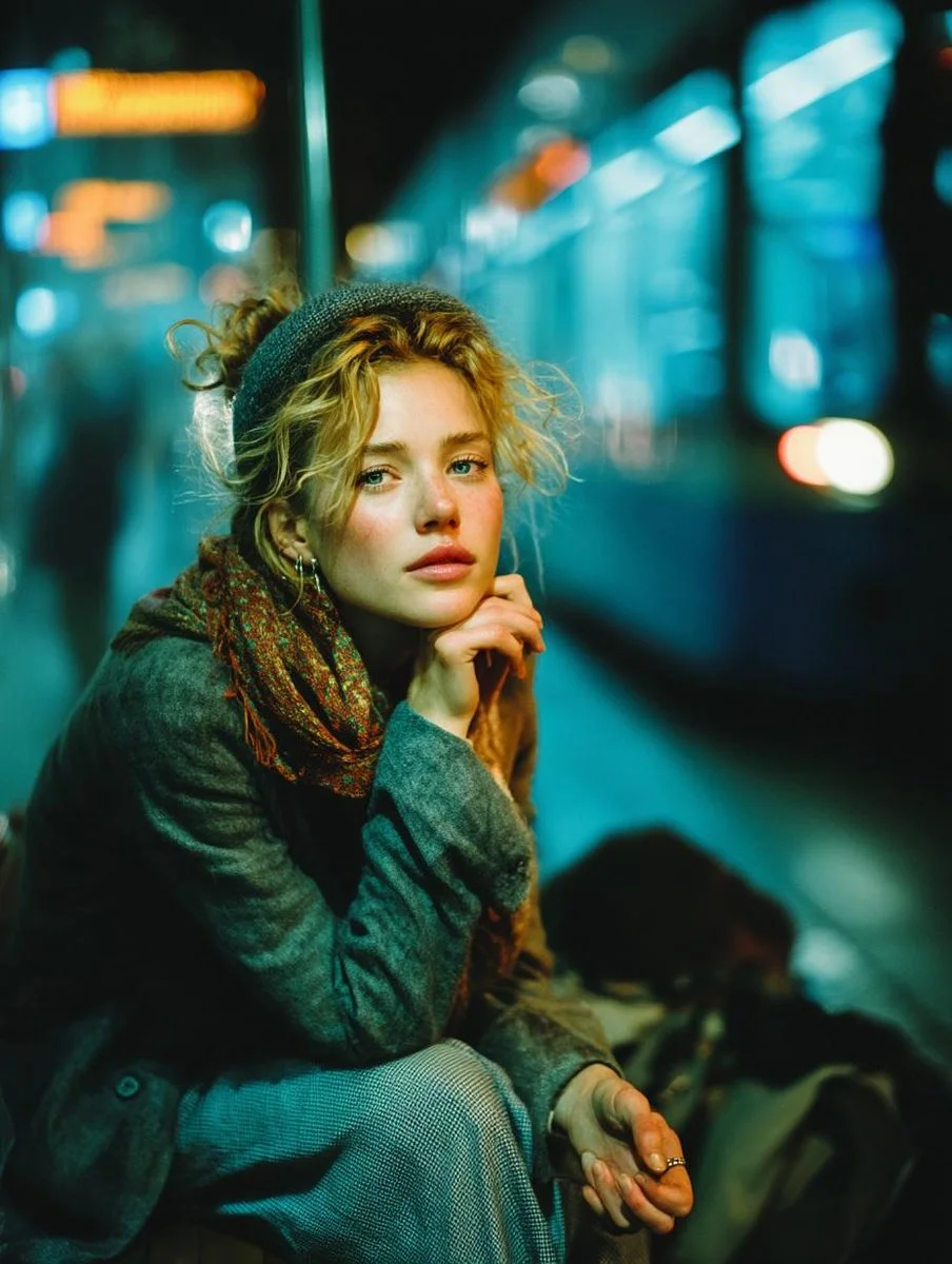 Urban Night Reflections: A Cinematic Portrait