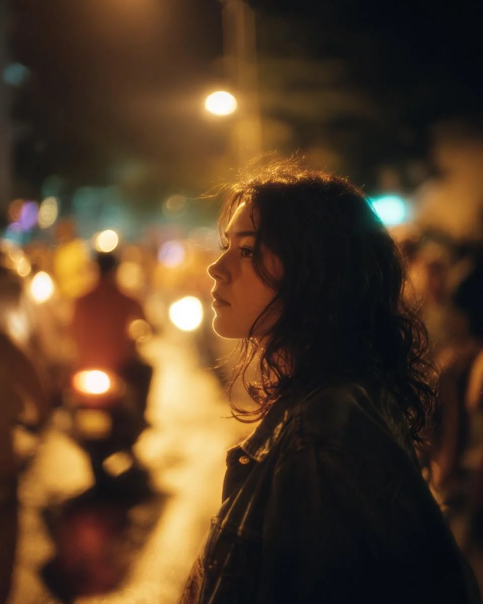 Urban Solitude: A Cinematic Night Portrait