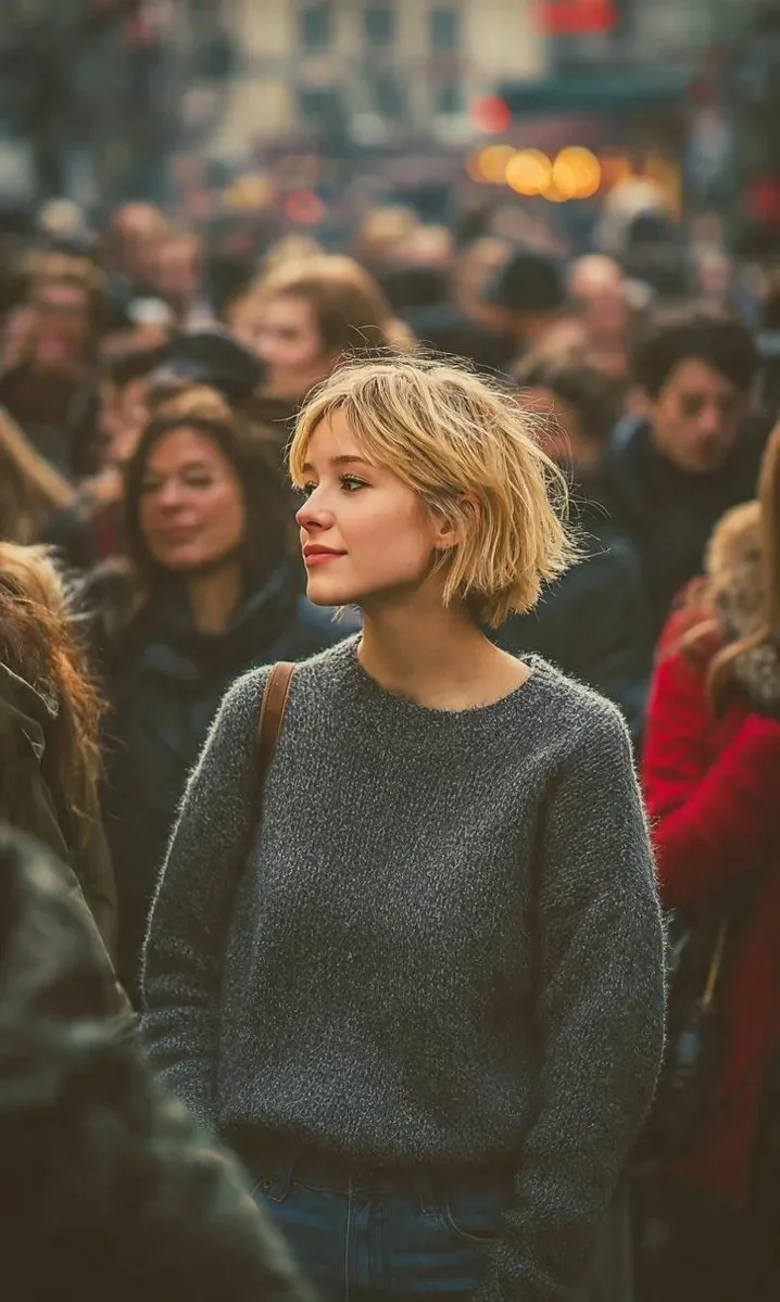 Urban Solitude: A Portrait of Reflection Amidst the Crowd