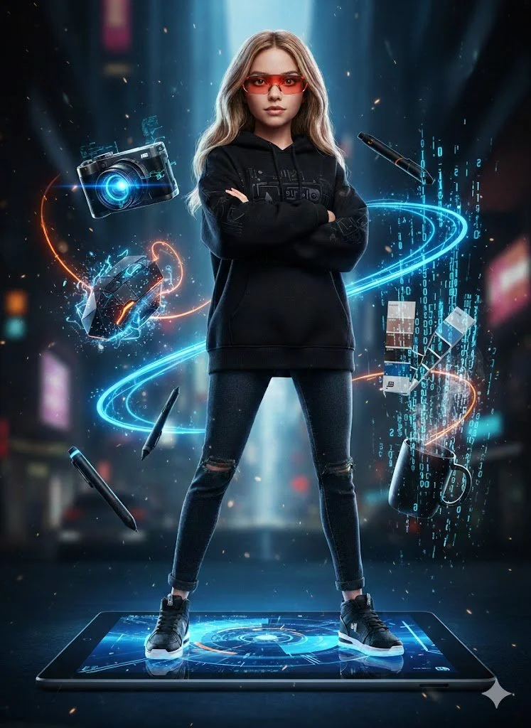 Urban Tech Goddess: A Cyberpunk Portrait