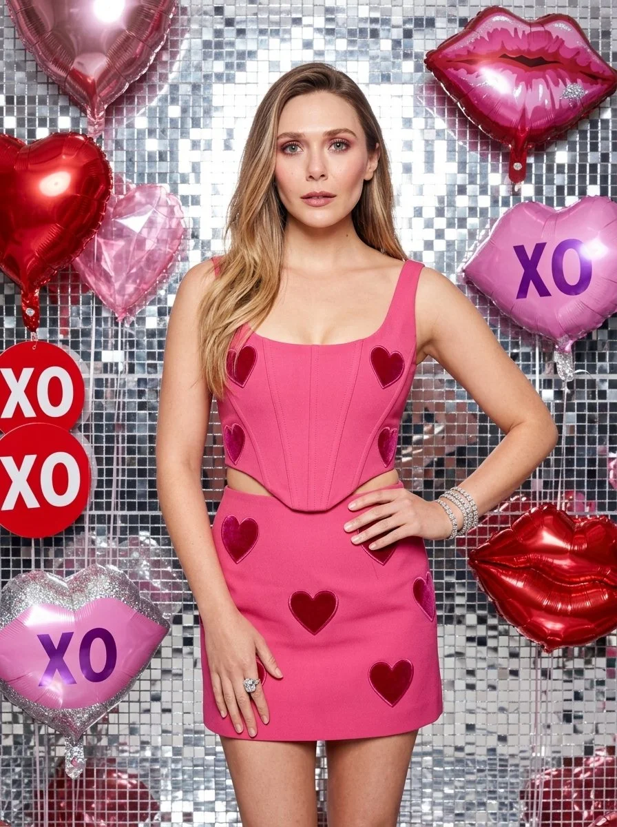 Valentine's Day Glam: Pink Velvet Hearts and Silver Mosaic Shine