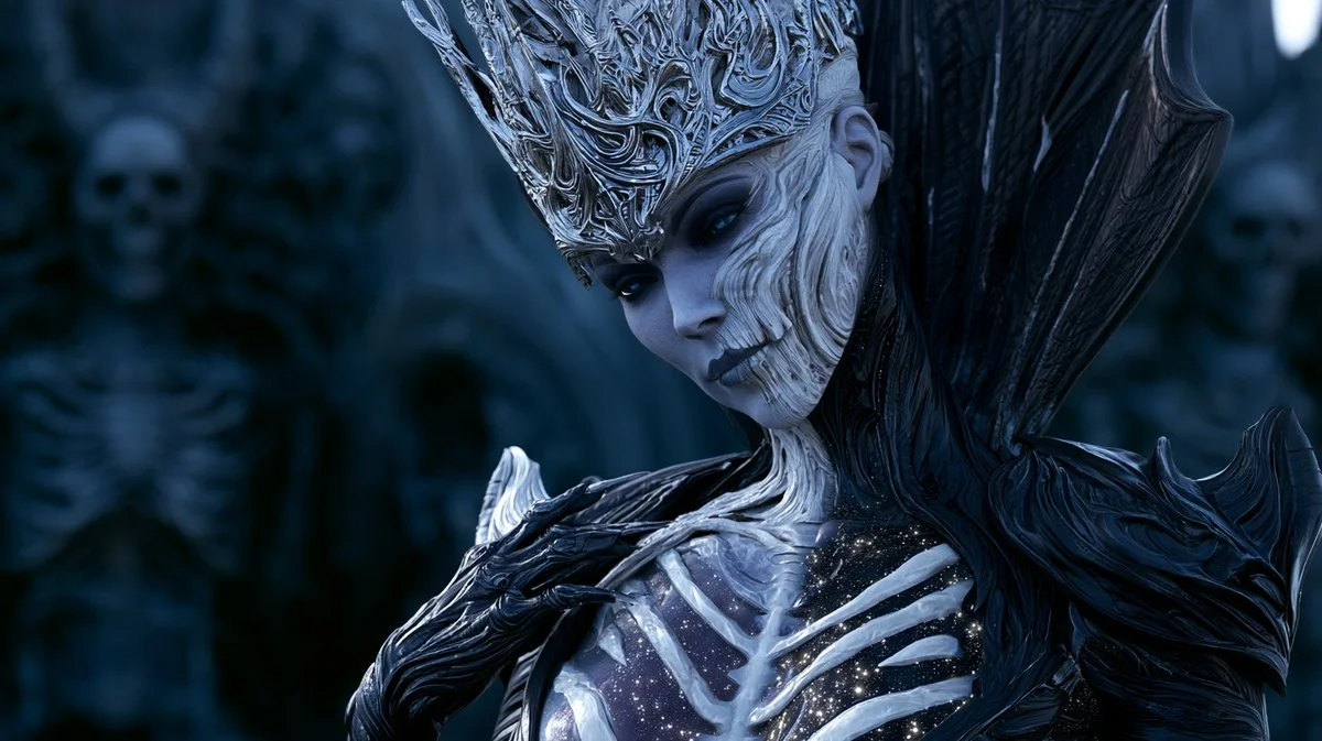 Valkyrie in flaming silver armor rides the battle wind