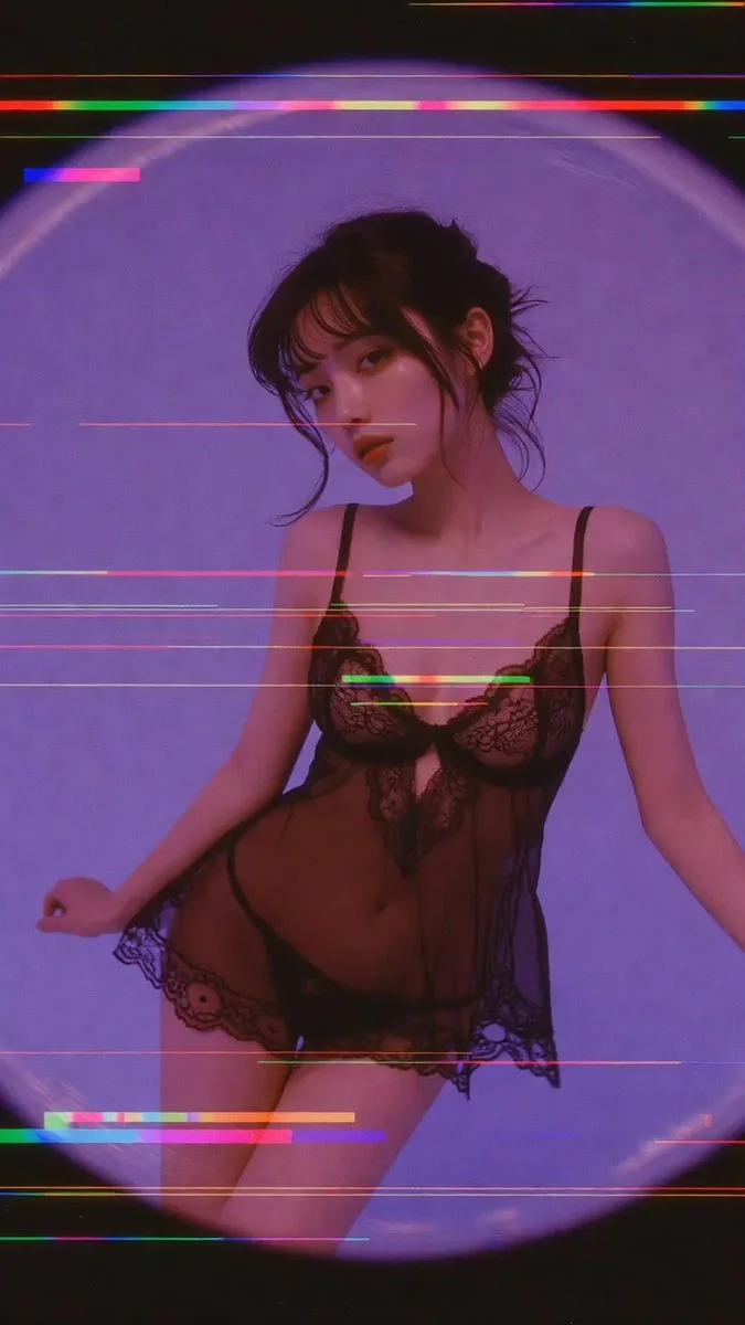VHS Dream: Elegant Silhouette in Purple