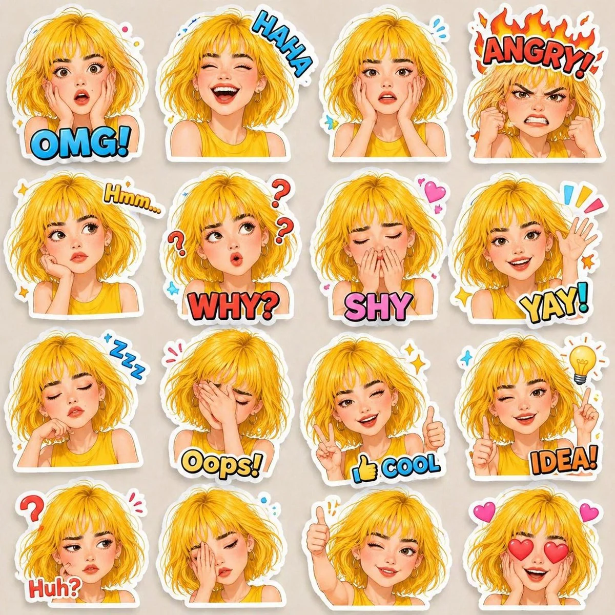 Vibrant 3D Sticker Pack of Emotions
