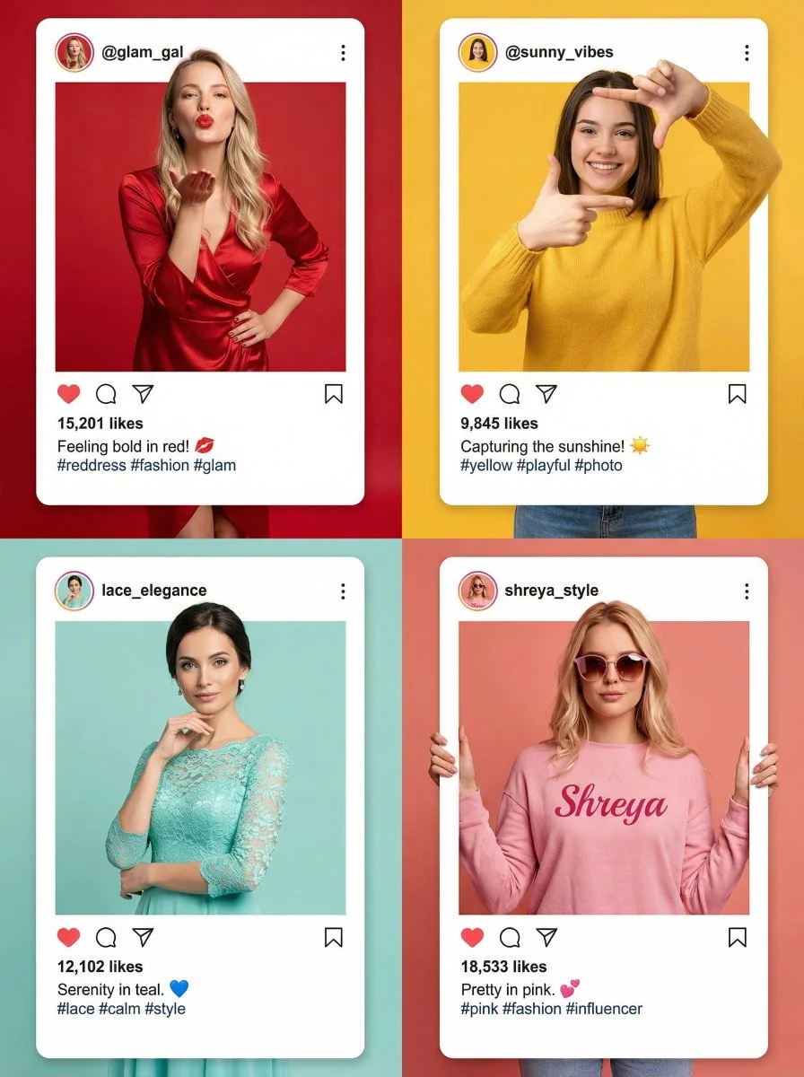 Vibrant College Insta Lookbook in a Chic 2x2 Fashion Grid