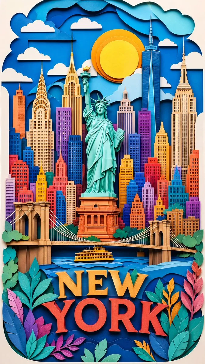 Vibrant Layered Papercut Art of [COUNTRY/CITY]