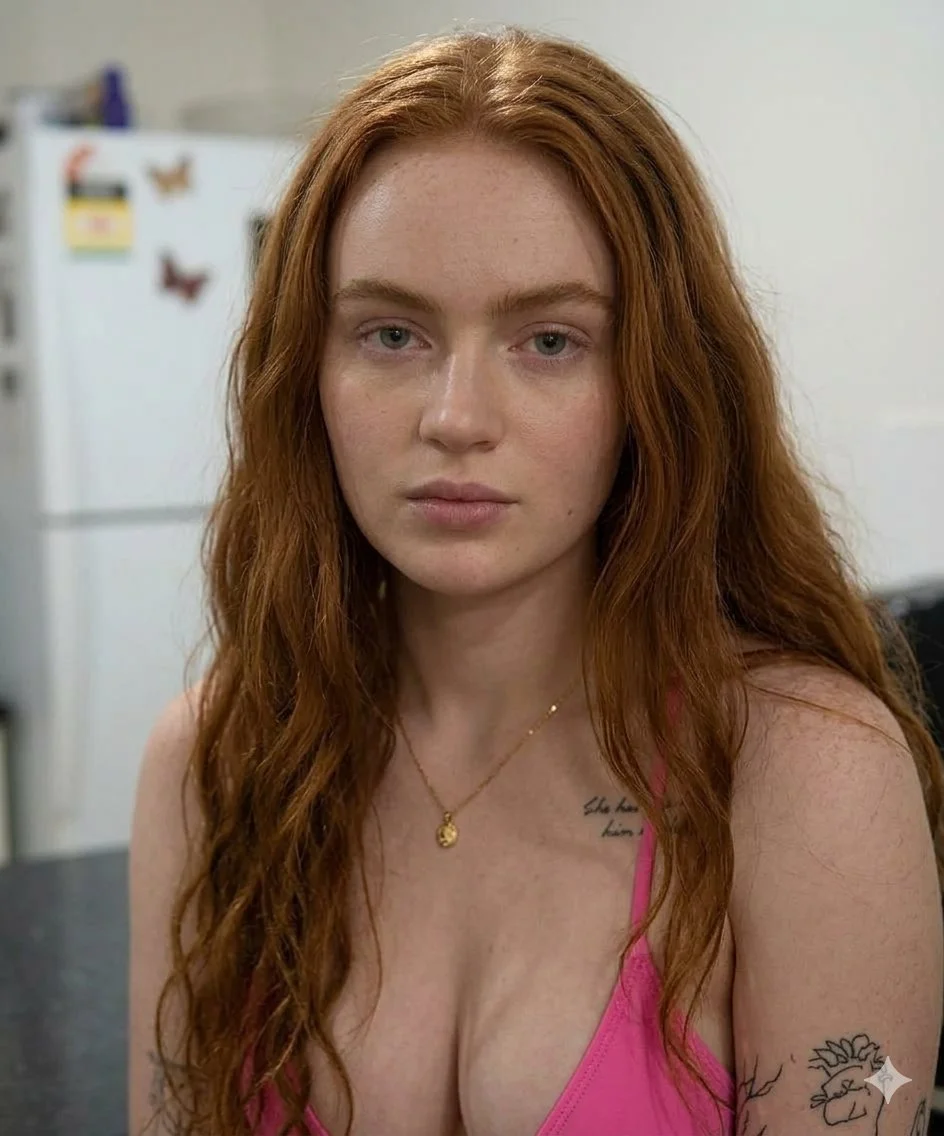 Vibrant Red Hair and Bold Tattoos in a Cozy Kitchen