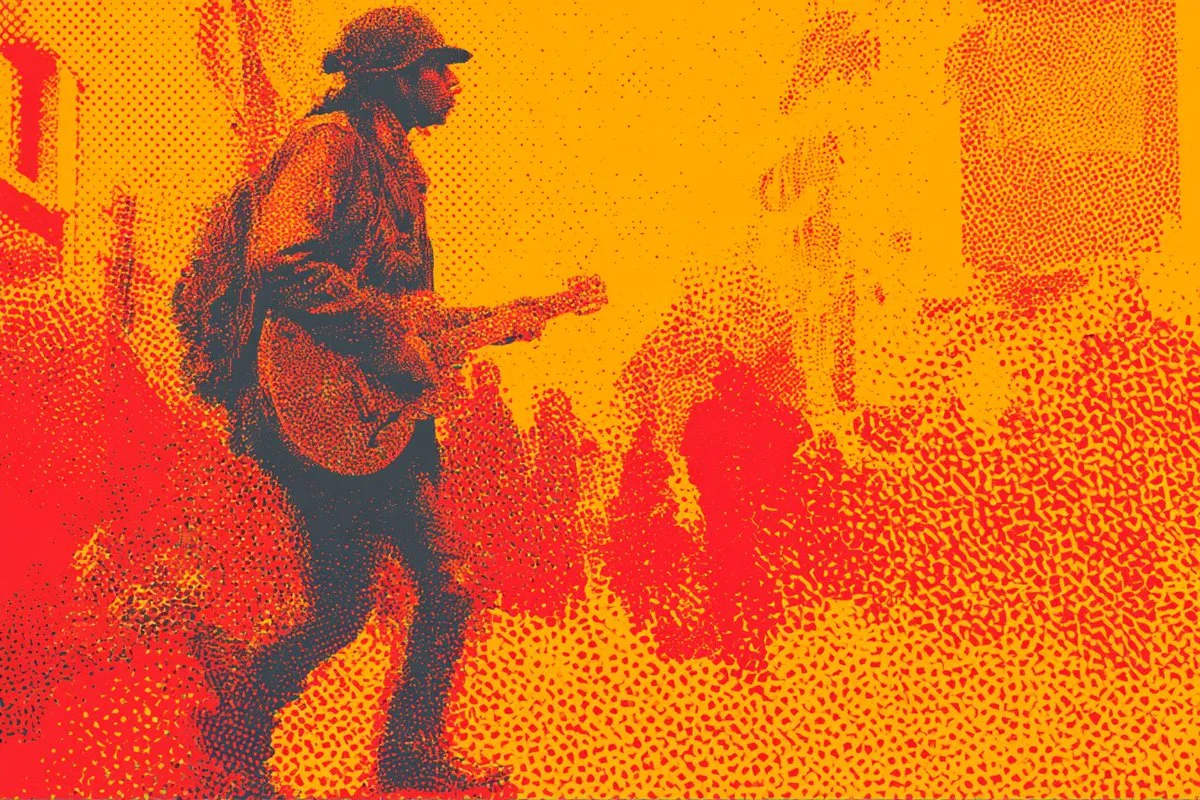 Vibrant Urban Pulse in Halftone