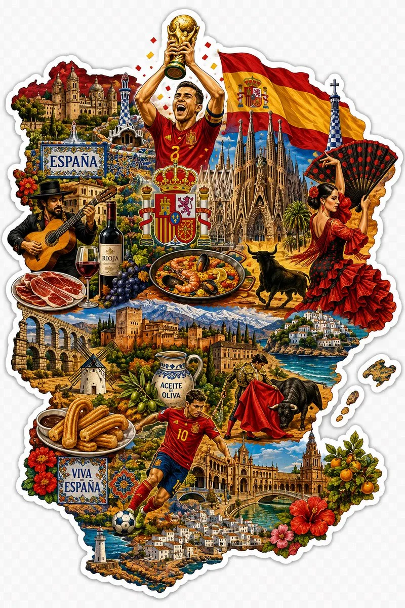 Vibrant vector collage inside France silhouette captures national pride