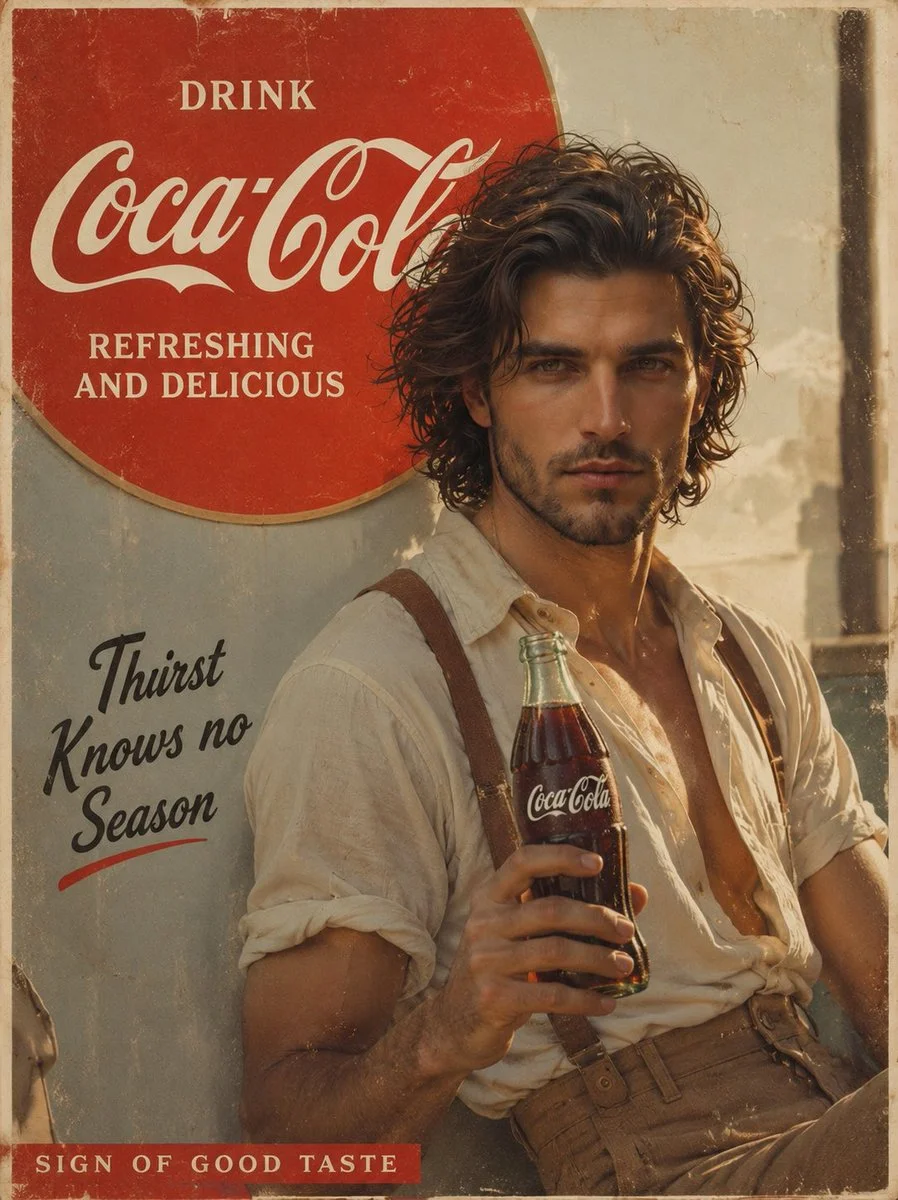Vintage Coca Cola Ad Redefined with 1940s Americana Charm