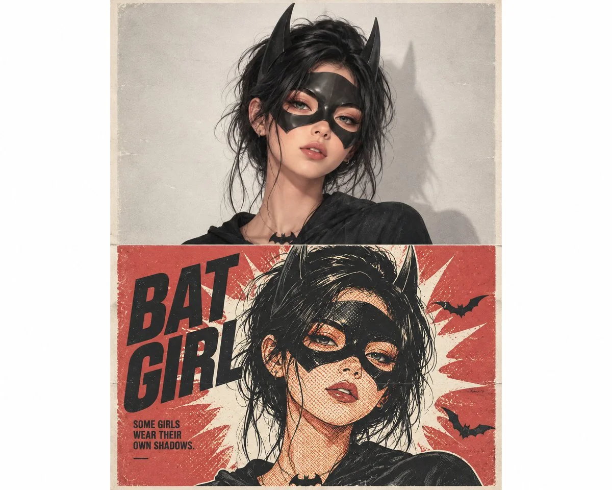 Vintage Offset Halftone Turns Modern Photo Into Pop Art Diptych