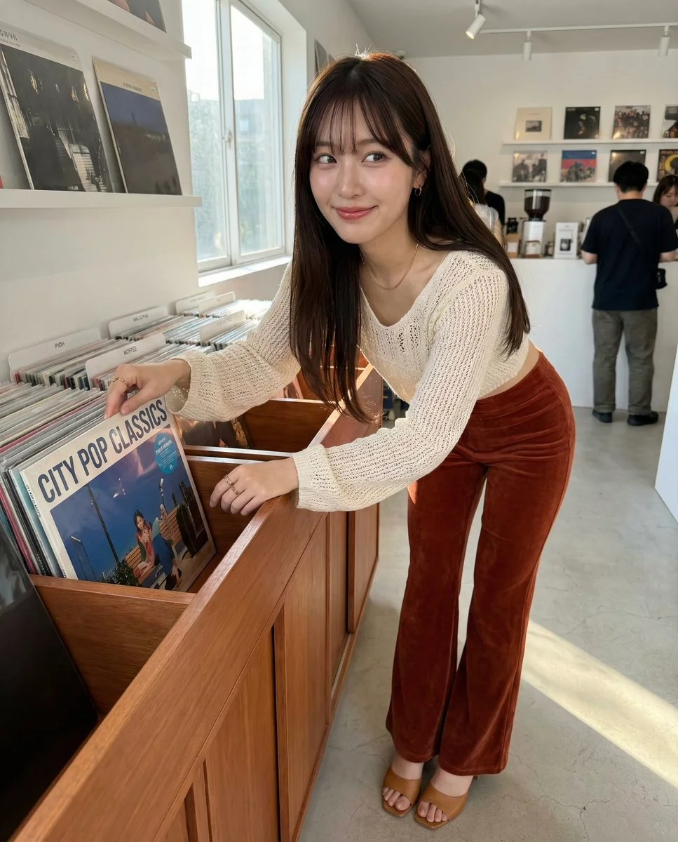 Vinyl Vibes: A Chic Afternoon Encounter