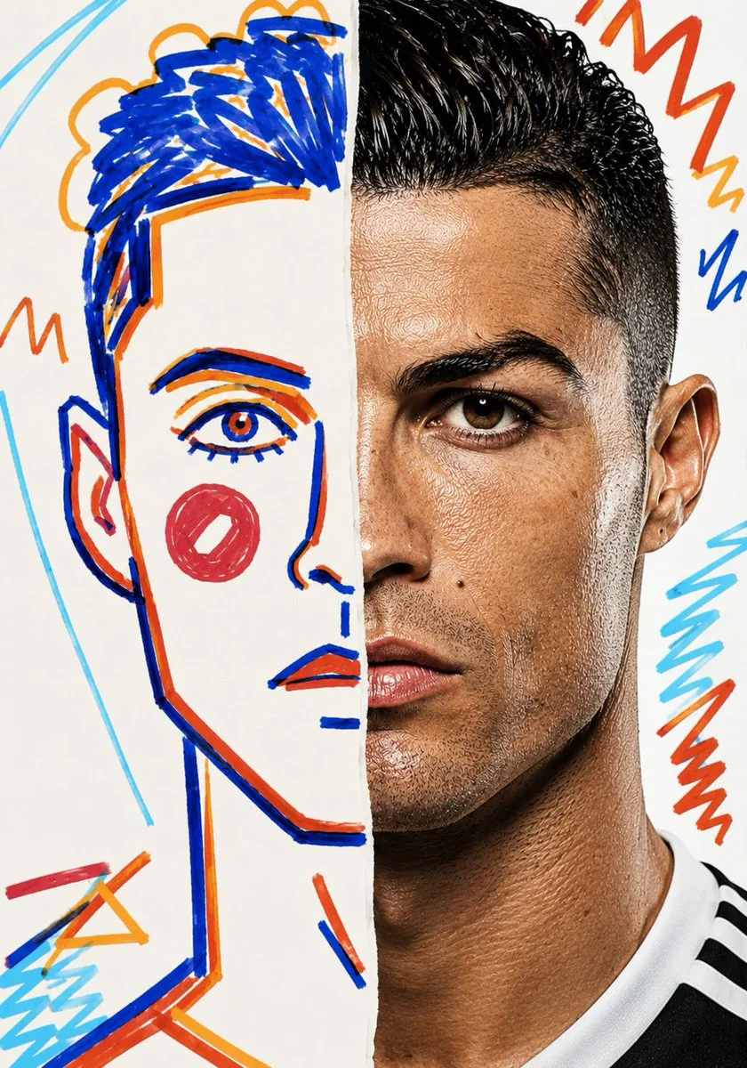 Virat Kohli and Tony Stark merge in a vibrant Picasso-inspired collage