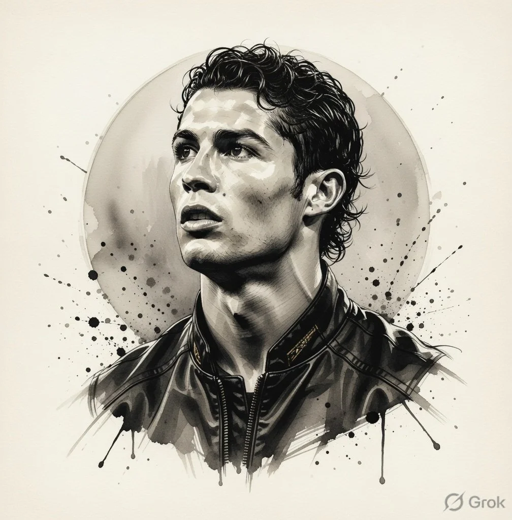 Visionary Calm: A Contemplative Profile in Ink and Texture