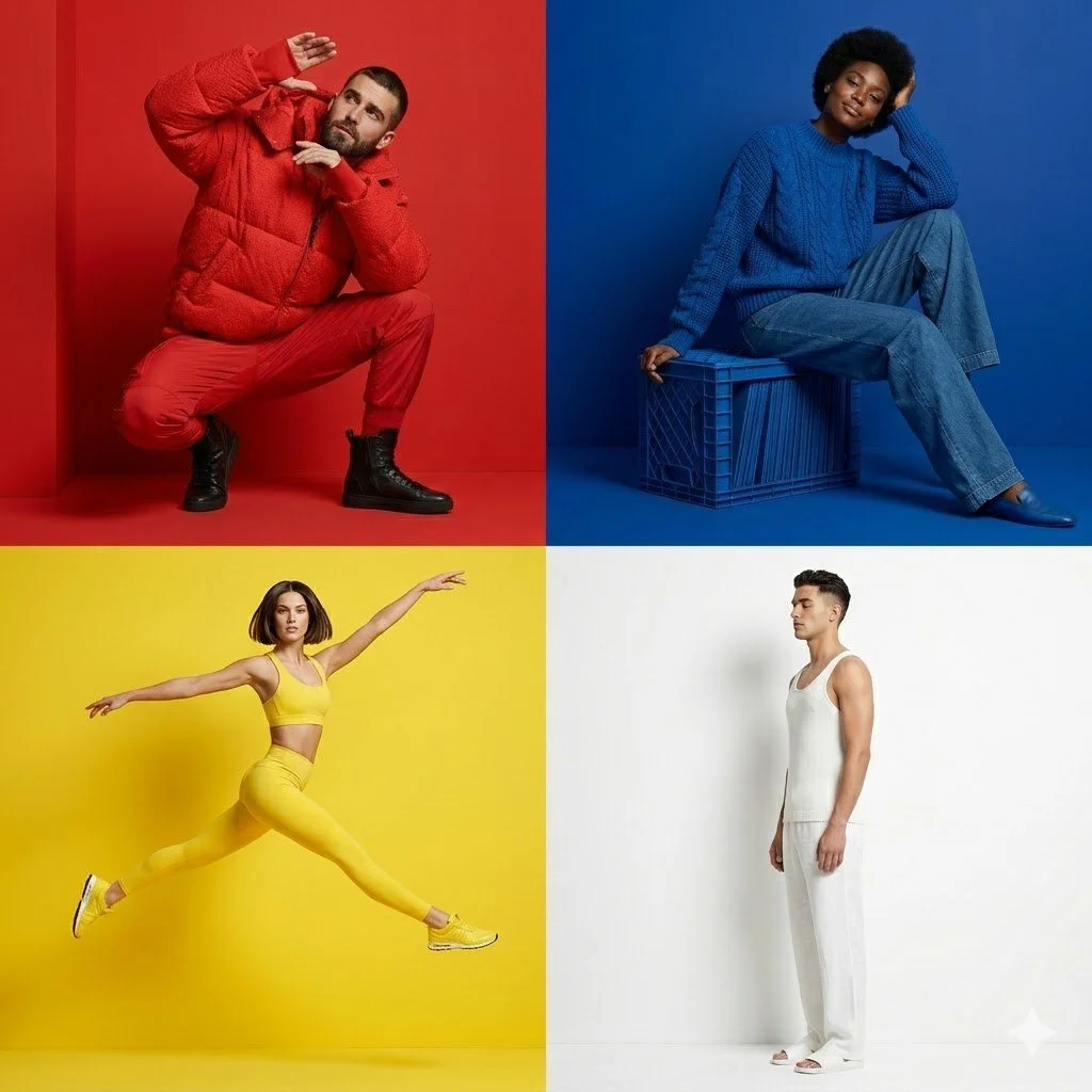 Vivid Primary Hues in Dynamic Fashion Grid