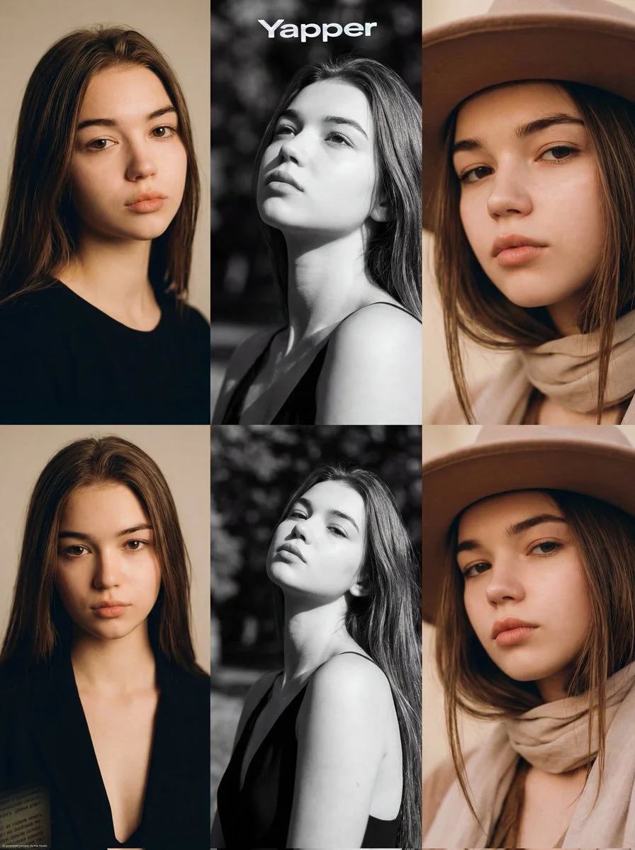 Vogue-Style Triptych Portrait in Three Cinematic Moods