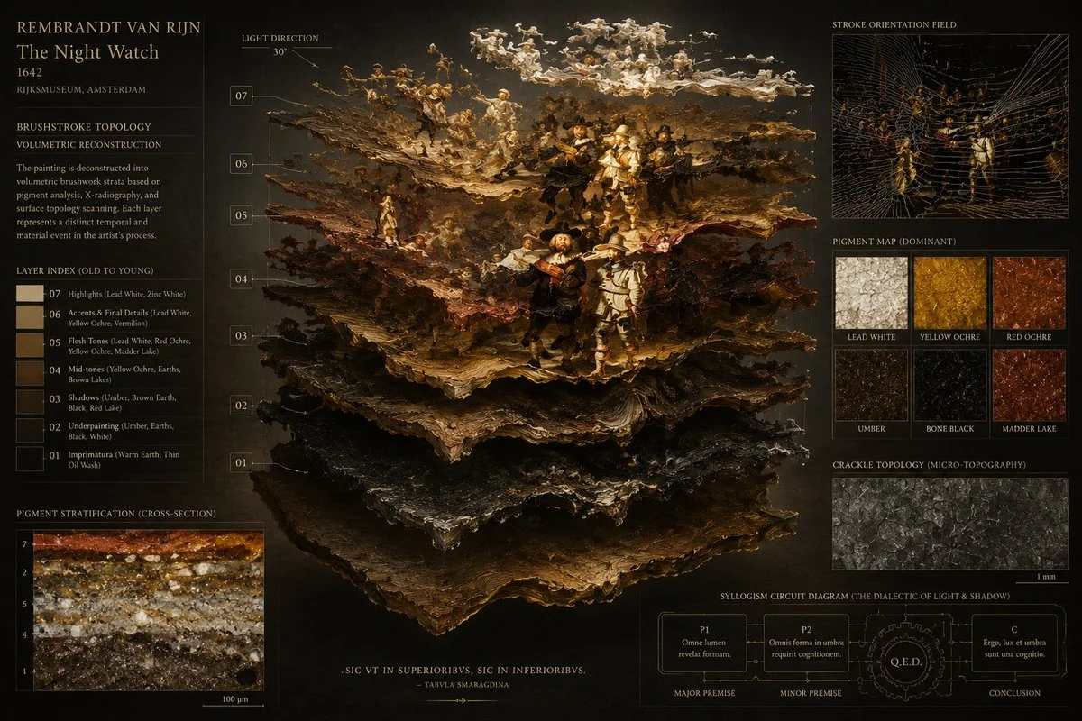 Volumetric brushstrokes reconstruct Rembrandt's portrait in 3D space