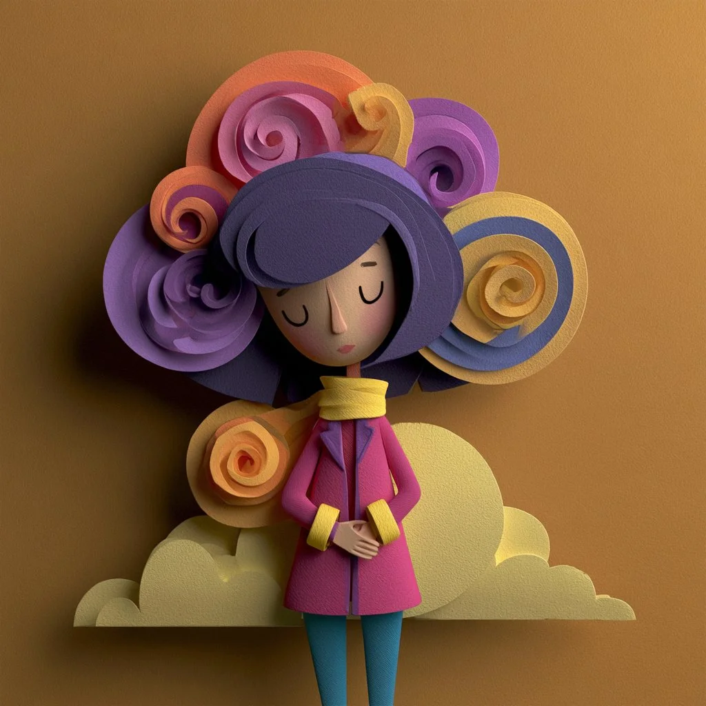 Warm paper relief shows a geometric bird perched on folk flowers.