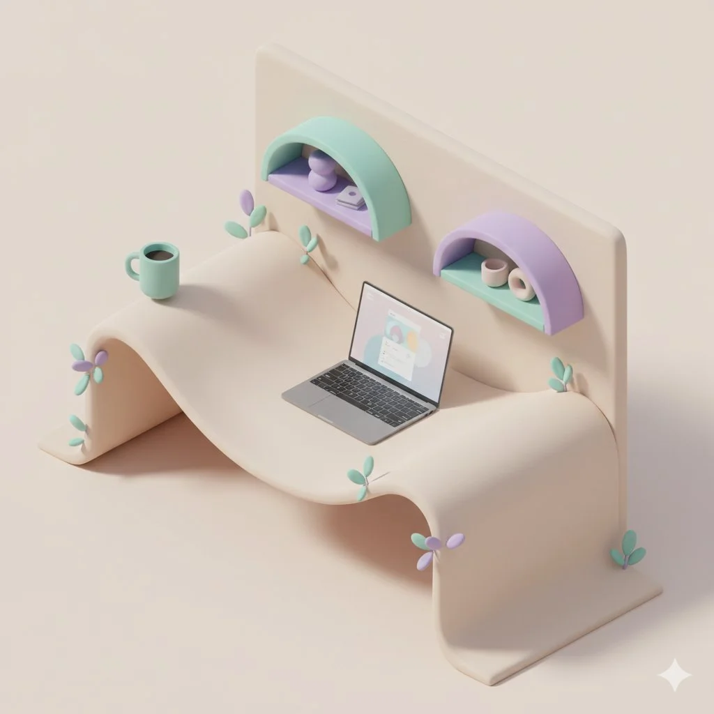 Weightless Dreams: A Pastel Home Office Oasis