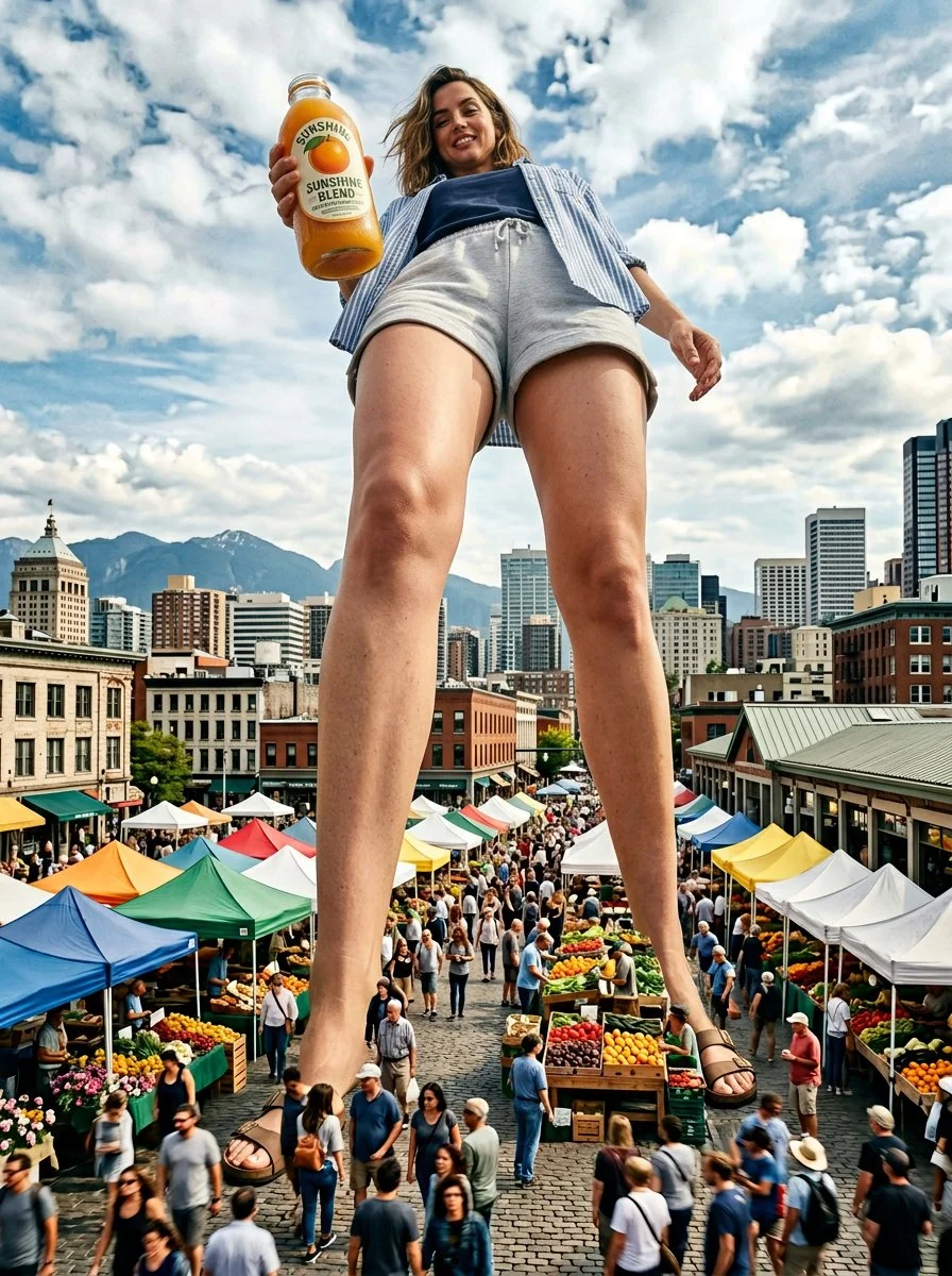 When Giant Meets Juice: Ana de Armas in a Towering Market Scene