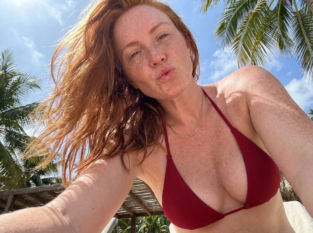 Whimsical Freckles and Wind-Swept Copper Hair