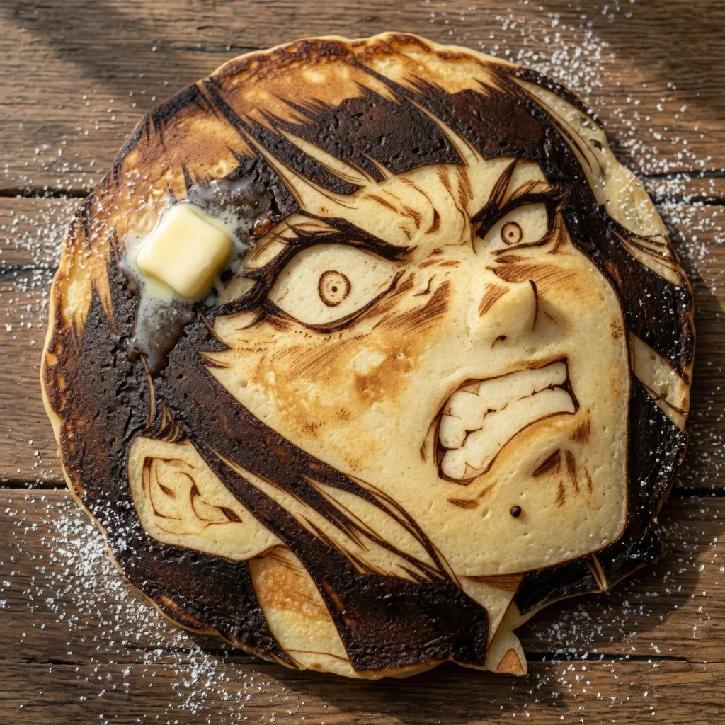 Whimsical Golden-Brown Pancake Likeness