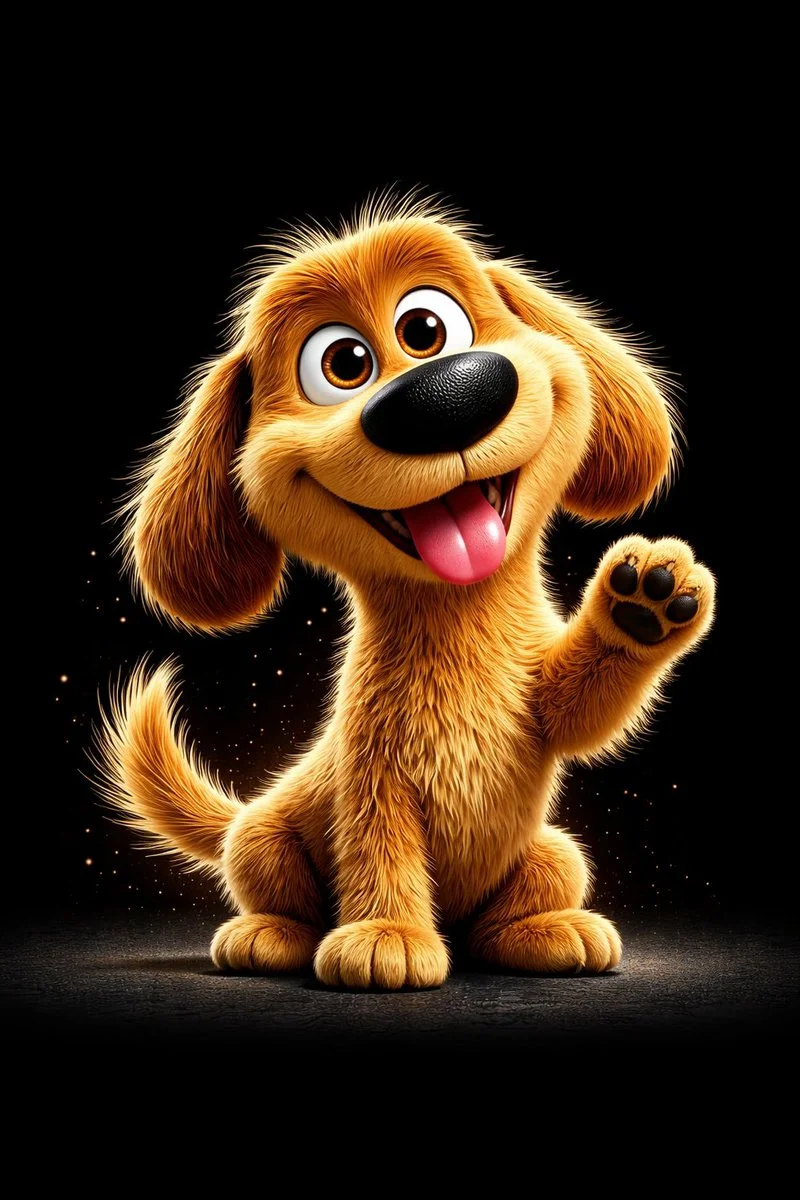 Whimsical Golden Pup in Cinematic Glow
