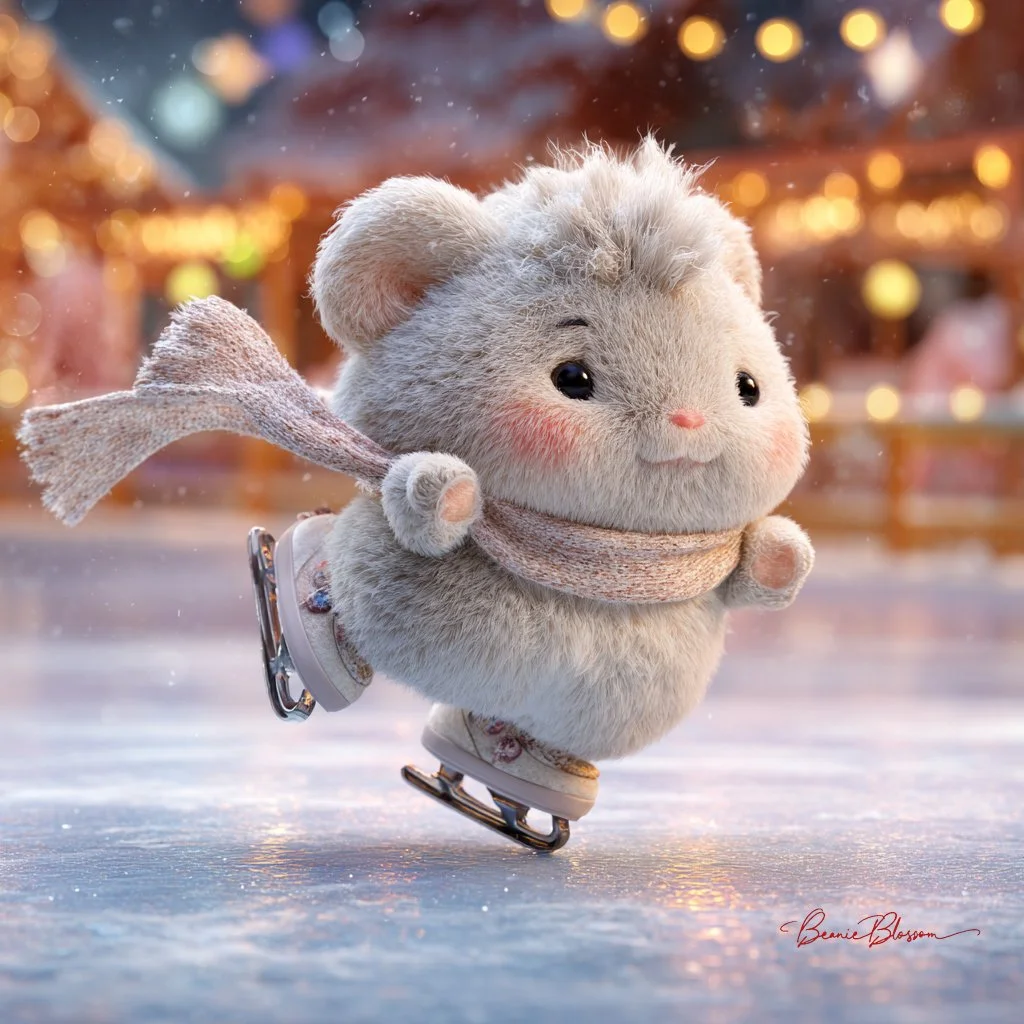 Whimsical Ice Skater: A Fluffy Delight
