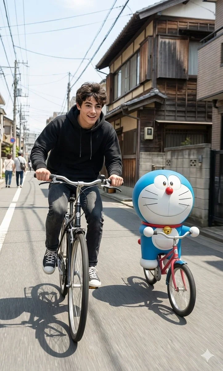 Whimsical Ride Through a Japanese Street