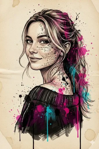 Whispers of Color: A Mixed Media Portrait