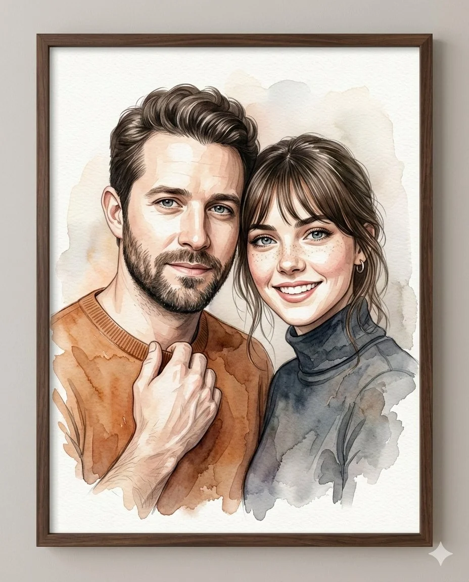 Whispers of Connection: A Watercolor Portrait