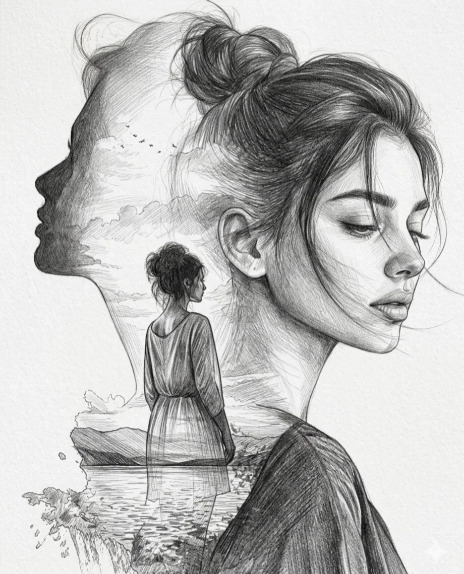 Whispers of Serenity: A Double Exposure Portrait