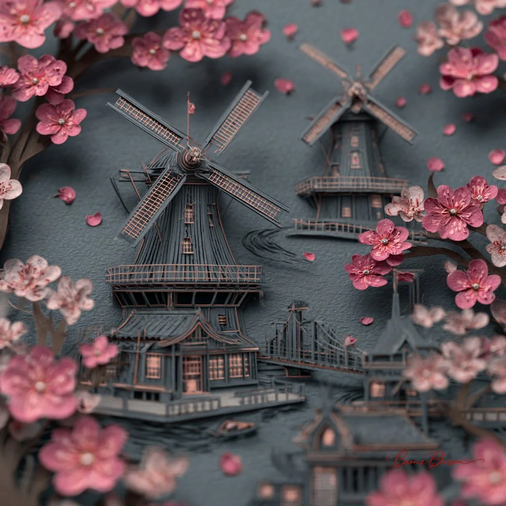 Whispers of Windmills and Cherry Blossoms