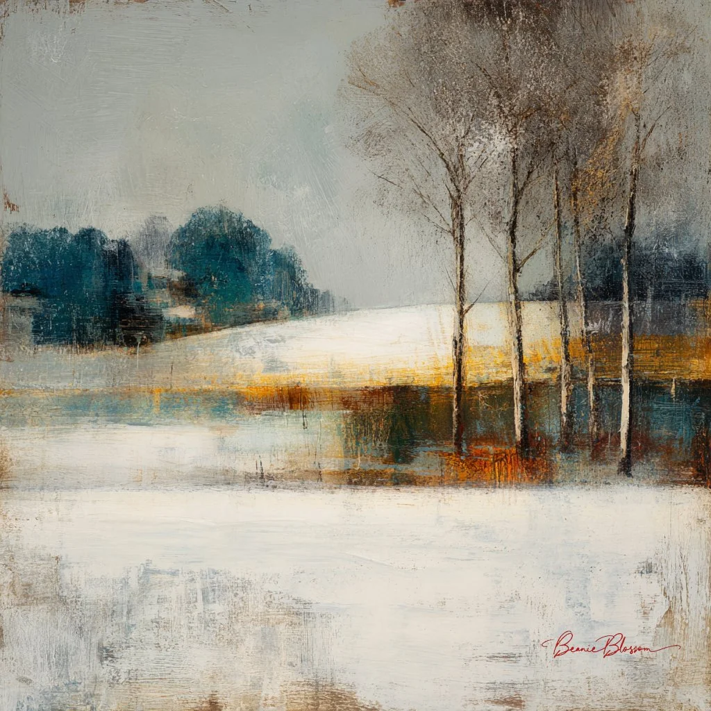 Whispers of Winter: Abstract Brushstrokes in Motion