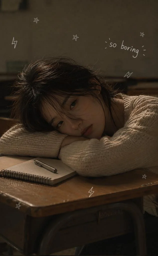 Woman tying her Converse sneakers on a dusty classroom floor