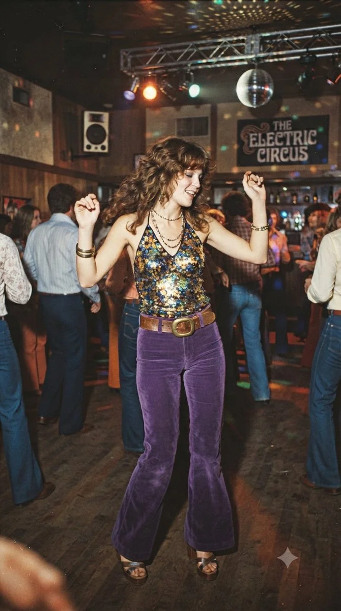 Young woman dances joyfully under disco ball at Electric Circus