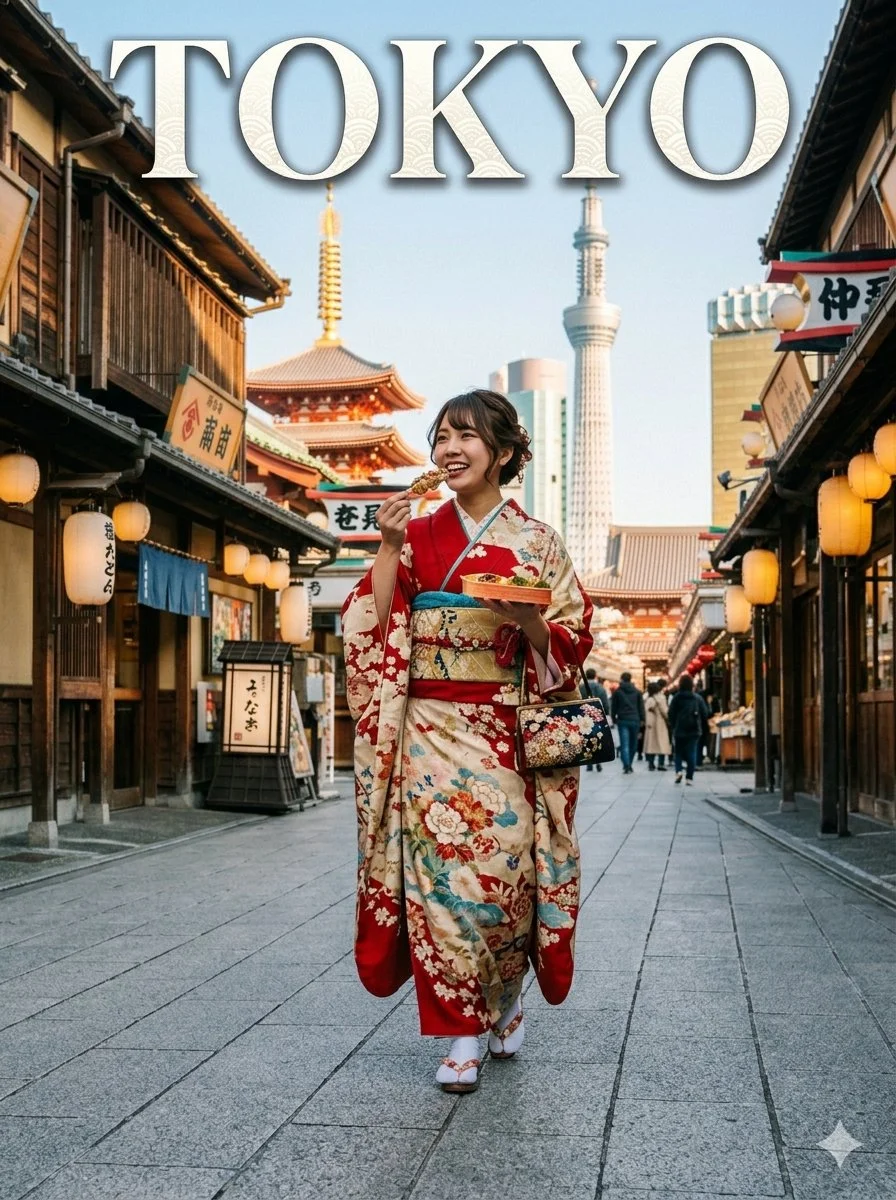 Young woman in a kimono walks through historic Kyoto streets.