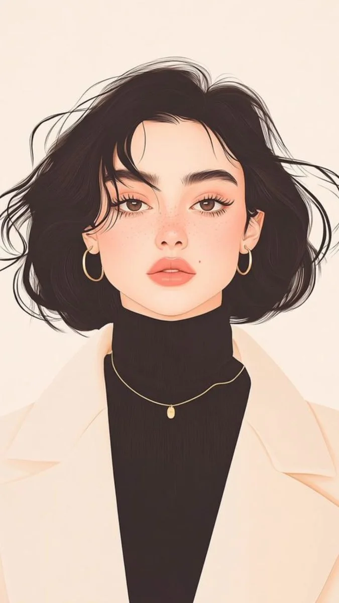 Young woman with oversized head smiles in Pixar-style portrait