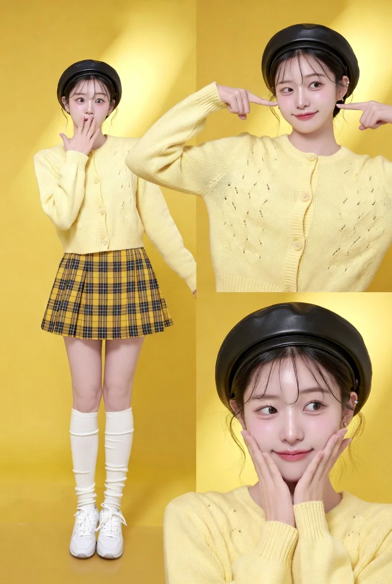 Youthful Korean Fashion in Vibrant Yellow Studio