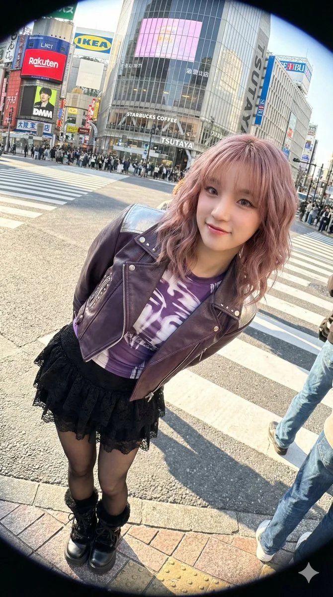 Yuqi's Lightning cosplay at Shibuya Crossing