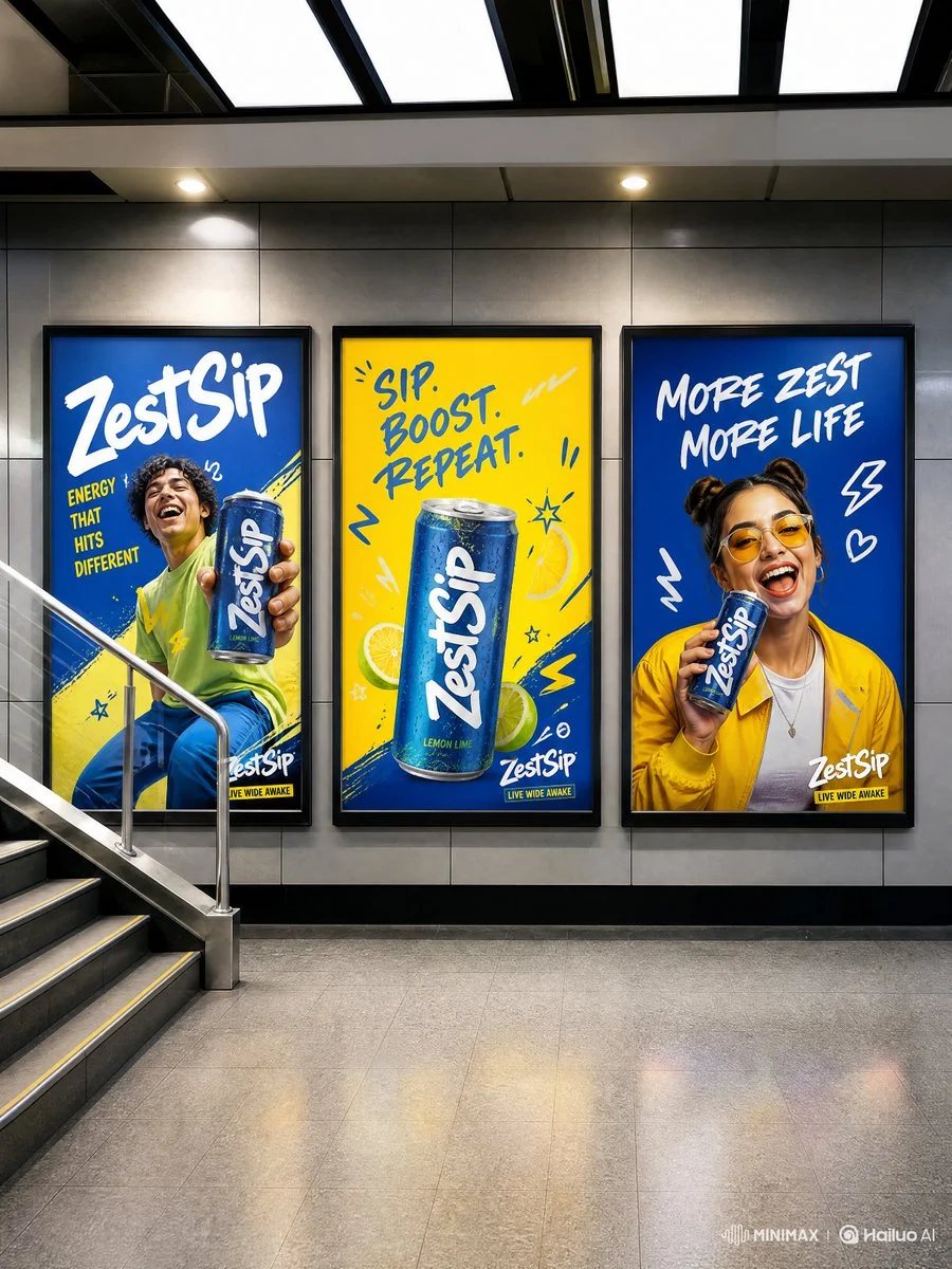 ZestSip Energy Billboards in Premium Transit Hub