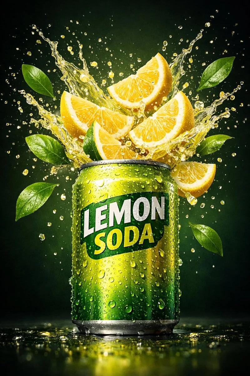 Zesty Splash: Lemon Soda Unleashed